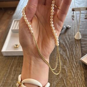 Elegant 14k gold & Pearl Station Necklace